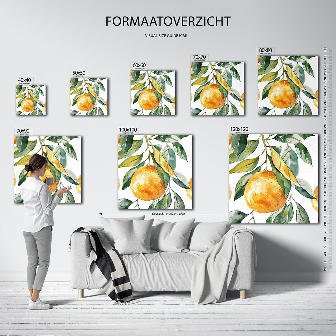 Citrus en bladeren Kunstwerk