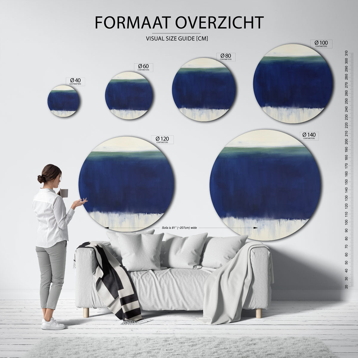 Blauwe horizon Muurcirkel