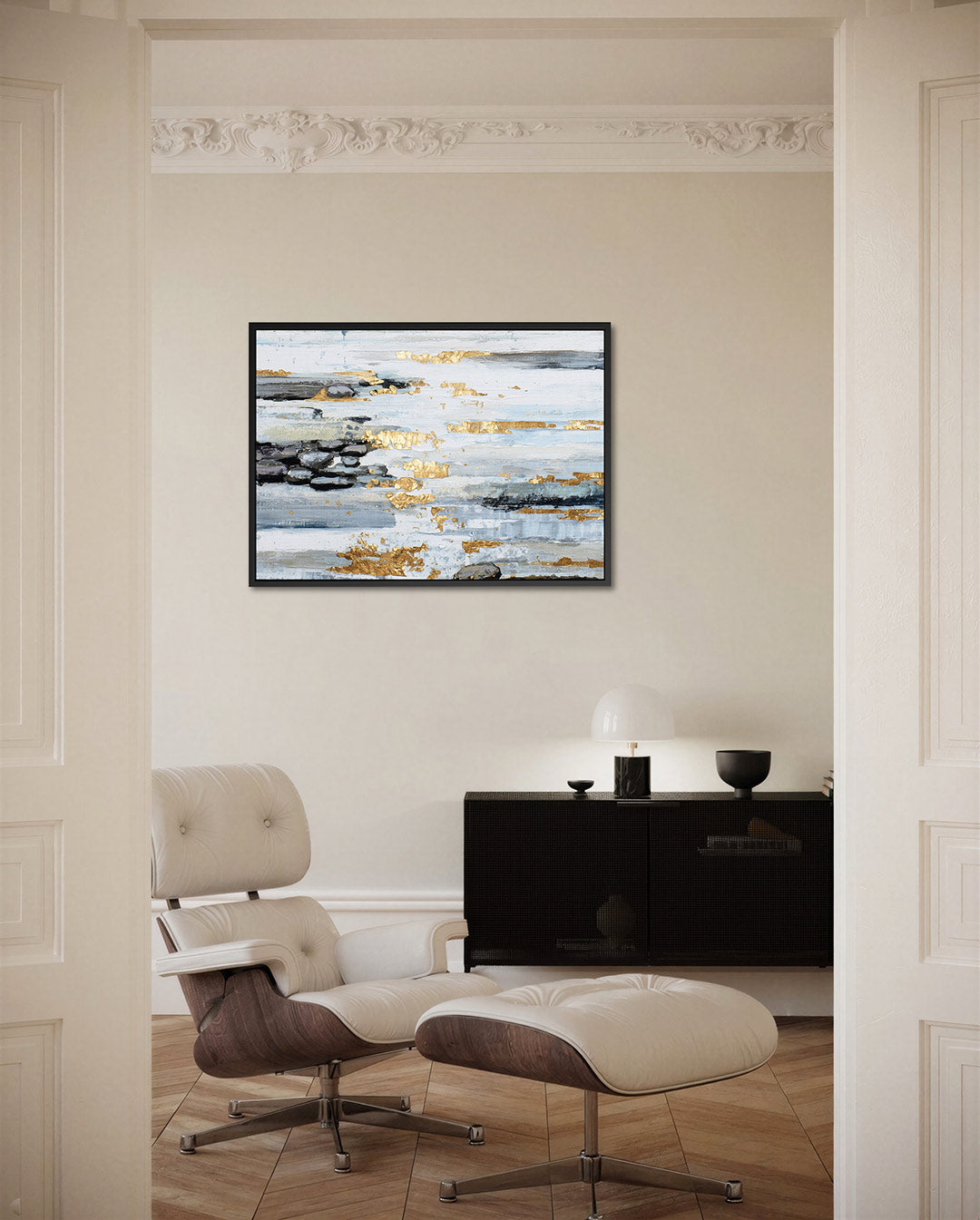 Gelaagde kleurencompositie Kunstwerk
