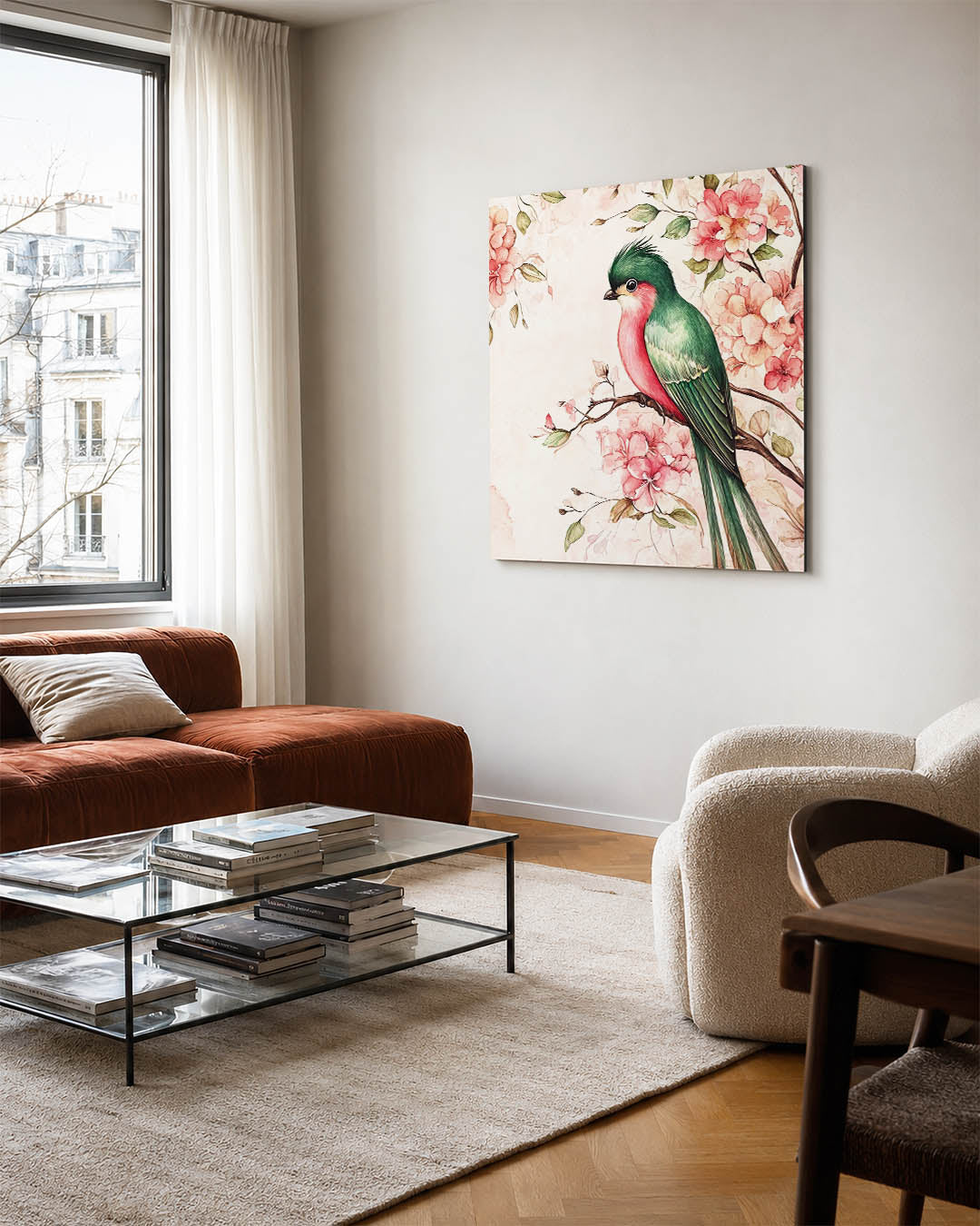 Vogel en bloemen Kunstwerk