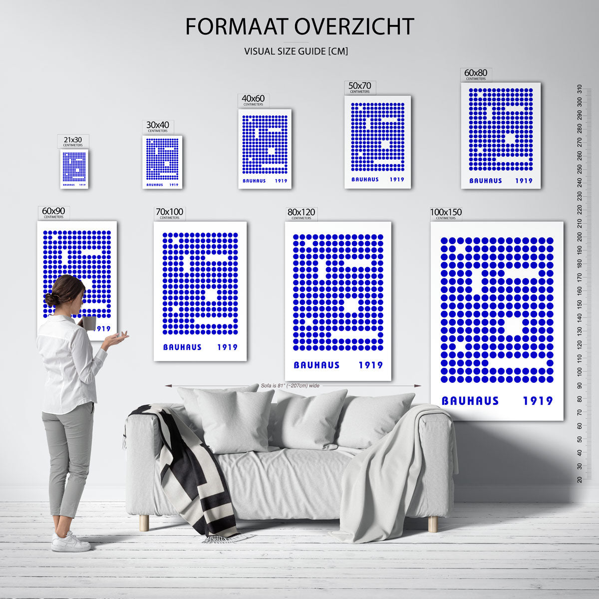 Puntstructuur blauw Poster
