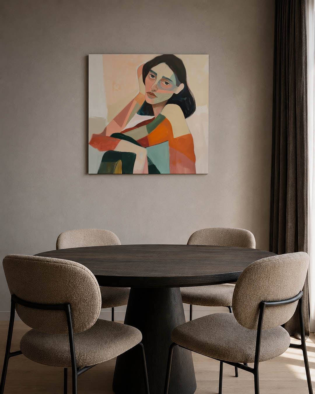 Vrouwelijk portret kleuren Kunstwerk
