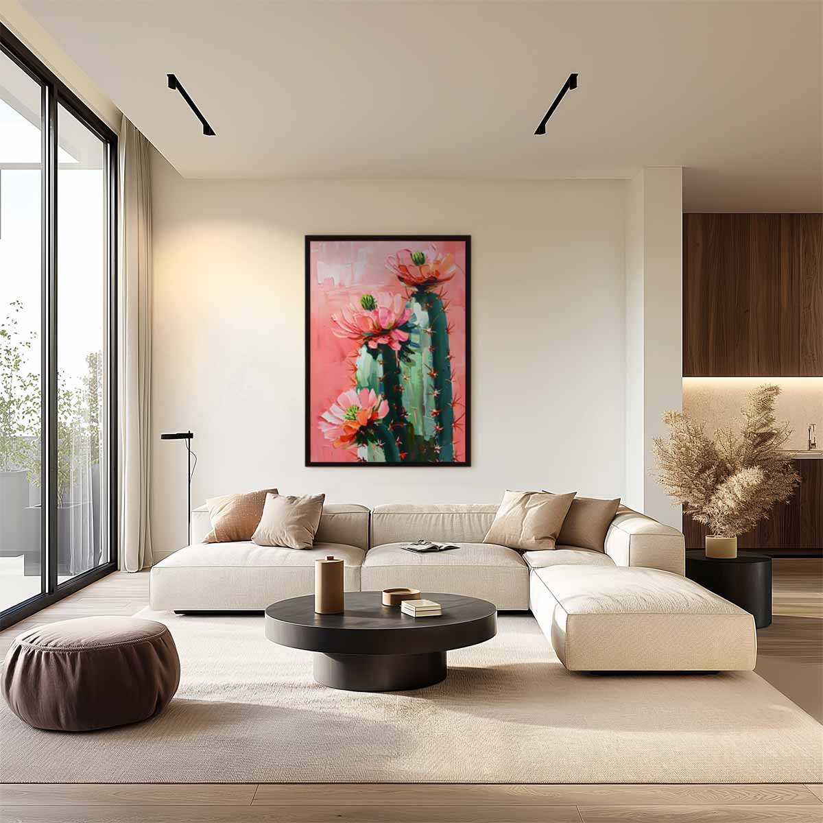 Kleurrijke Cactusbloei Kunstwerk-canvas-dibond-plexiglas-wanddecoratie-WallArtistic