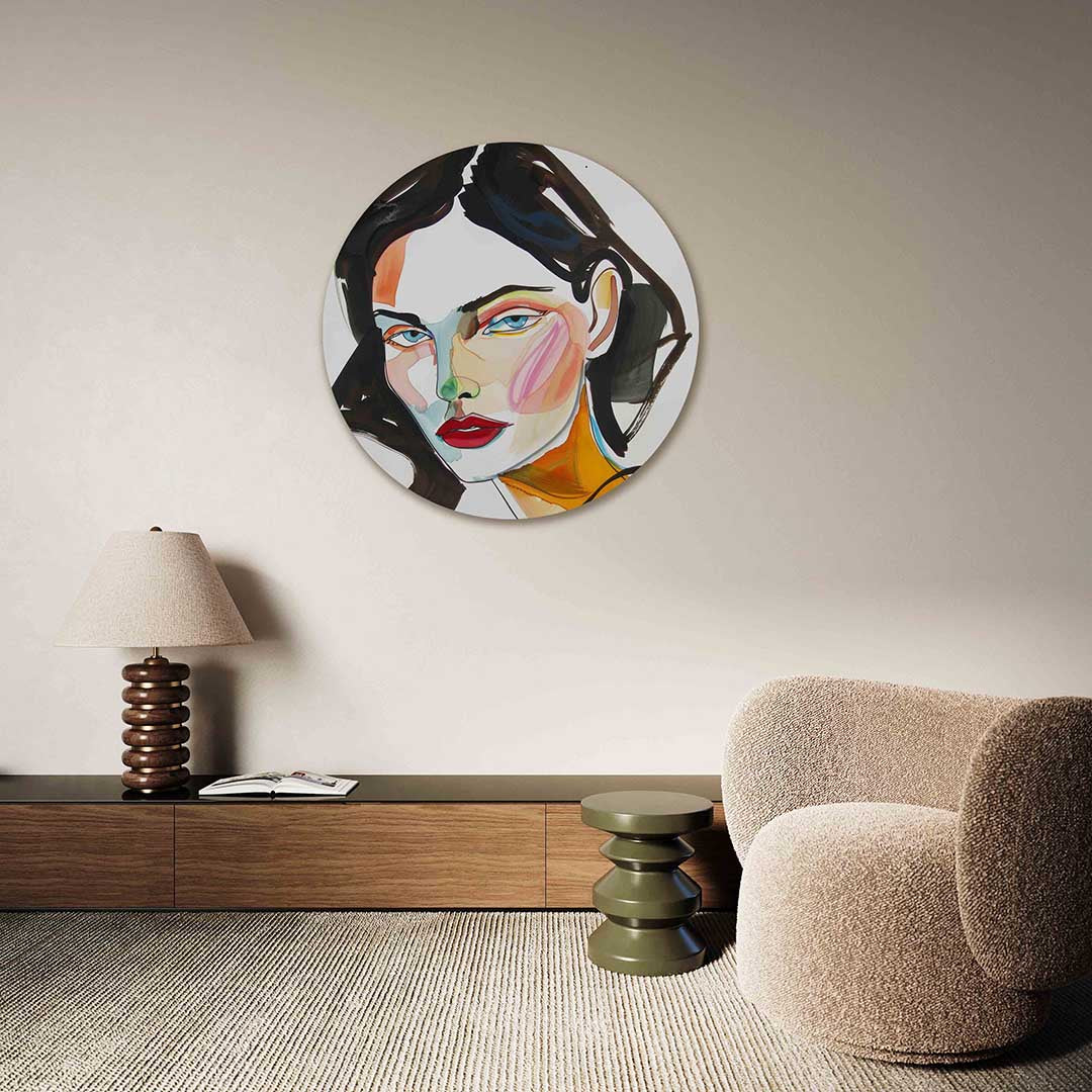 Portret met kleurrijke accenten Muurcirkel
