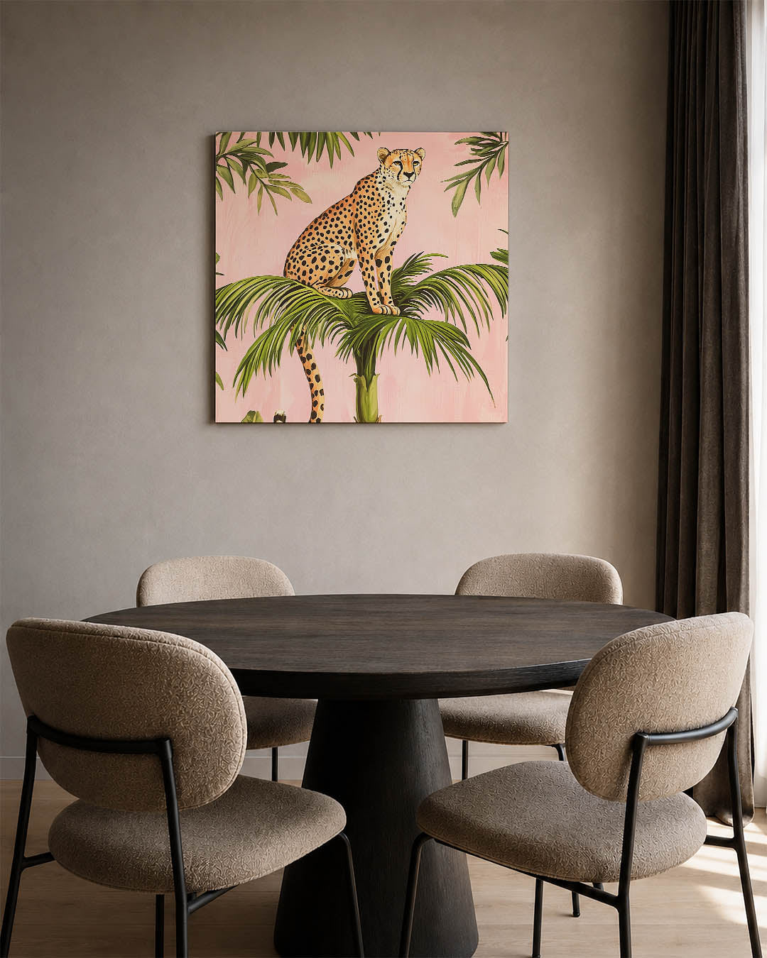 Luipaard op palm Kunstwerk