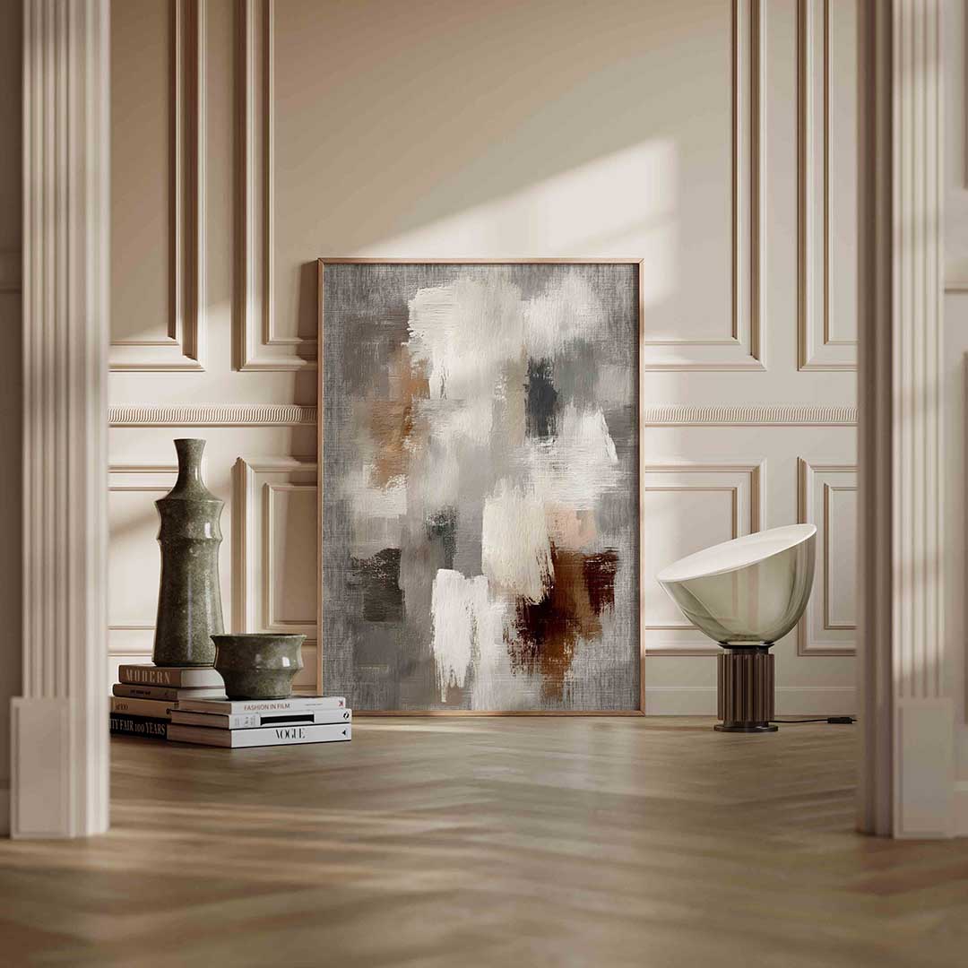 Abstracte beige en grijze Poster