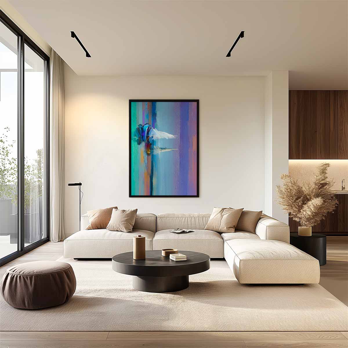 Kleurrijke Abstracte Horizon Kunstwerk-canvas-dibond-plexiglas-wanddecoratie-WallArtistic