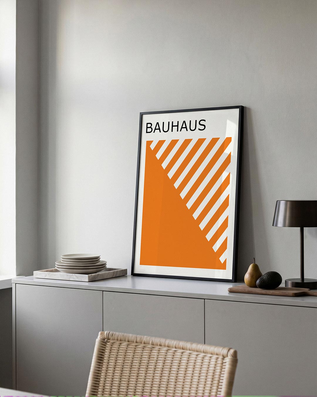 Oranje lijnenspel Poster