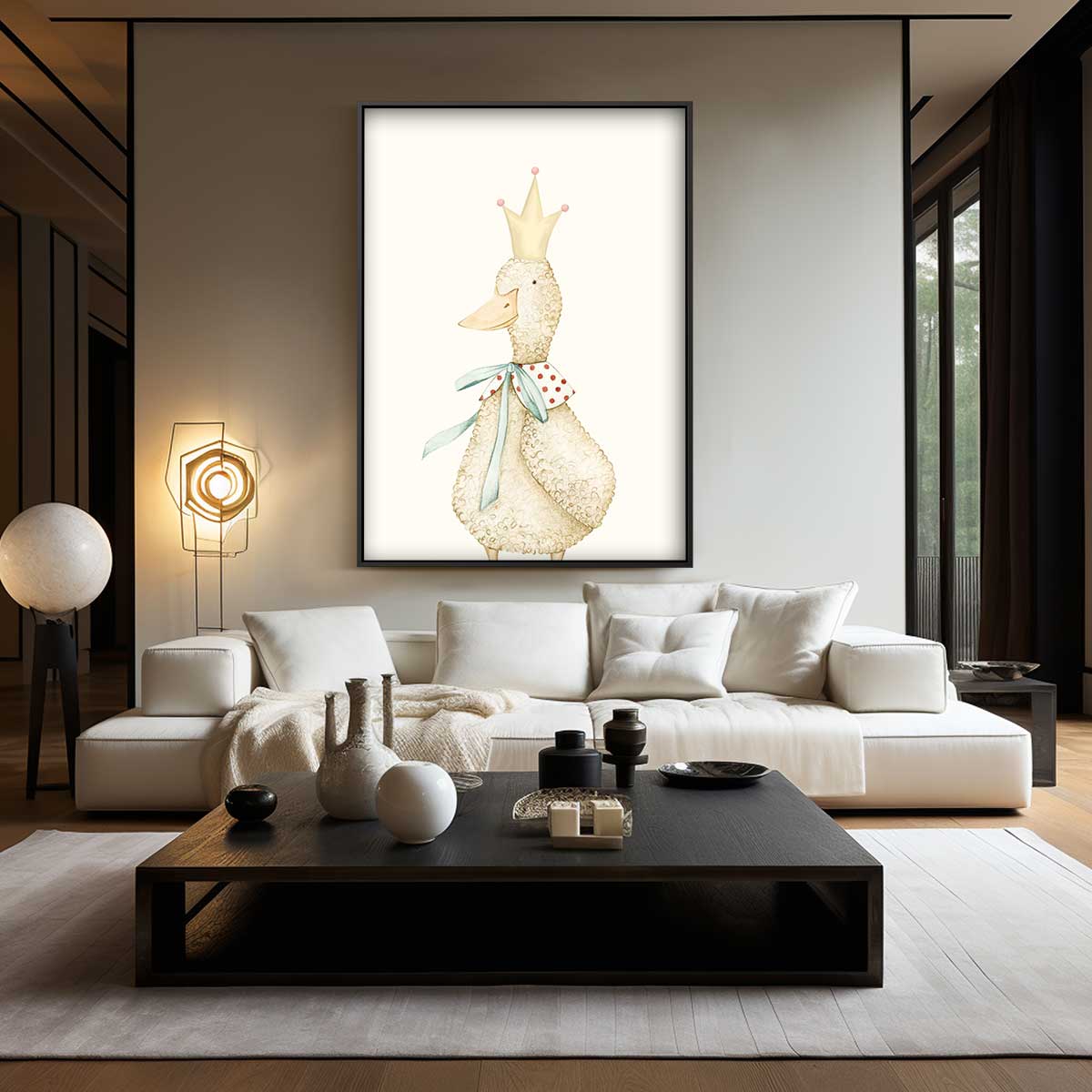 Koning Eend met Kroon Kunstwerk-canvas-dibond-plexiglas-wanddecoratie-WallArtistic