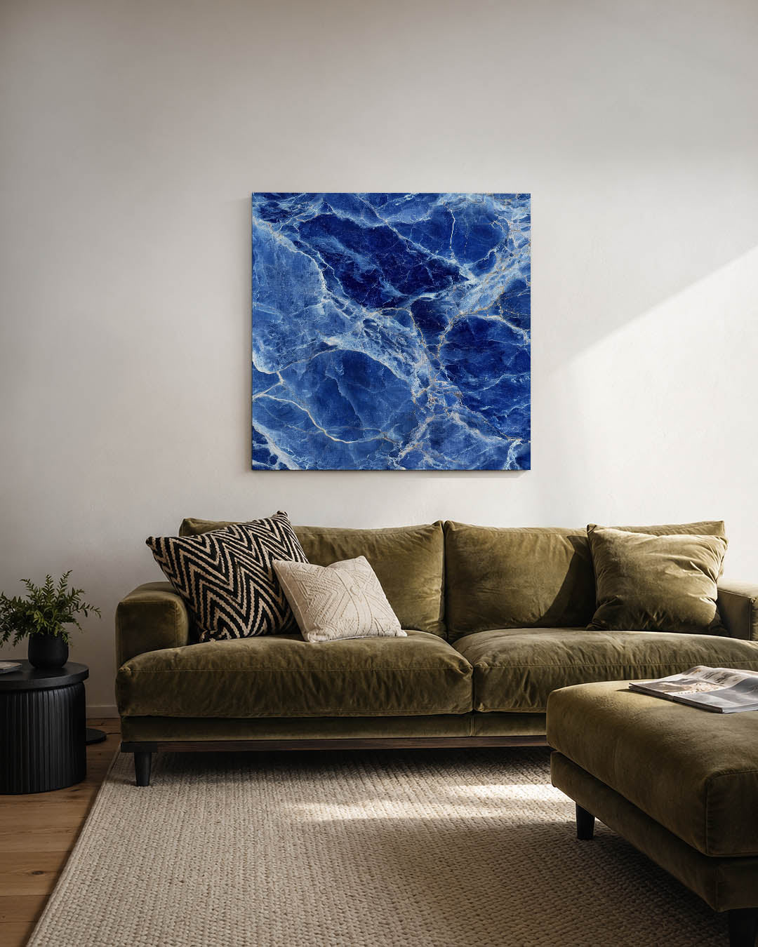 Blauwe marmerstructuur Kunstwerk