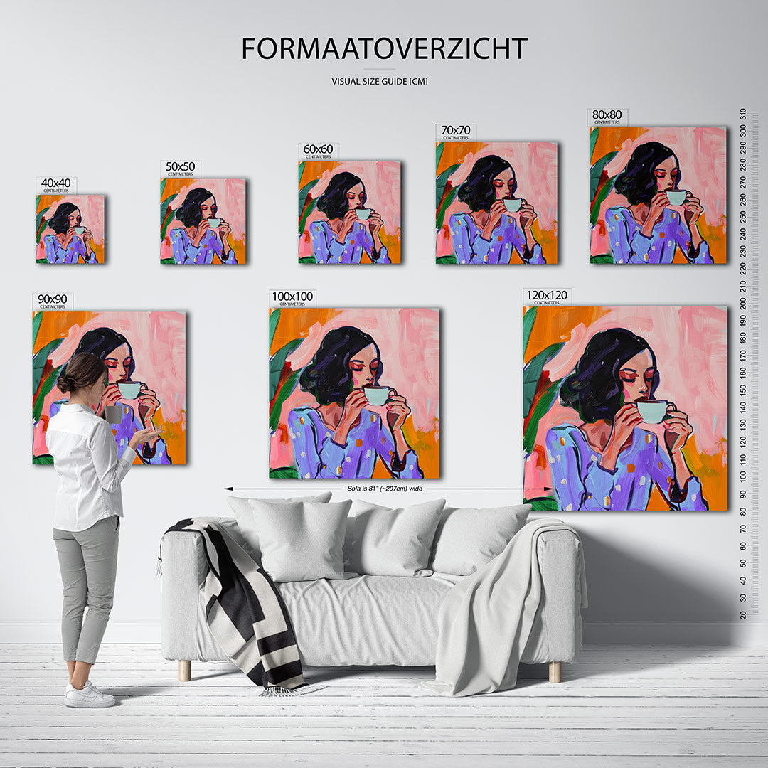 Vrouw met koffiekop Kunstwerk