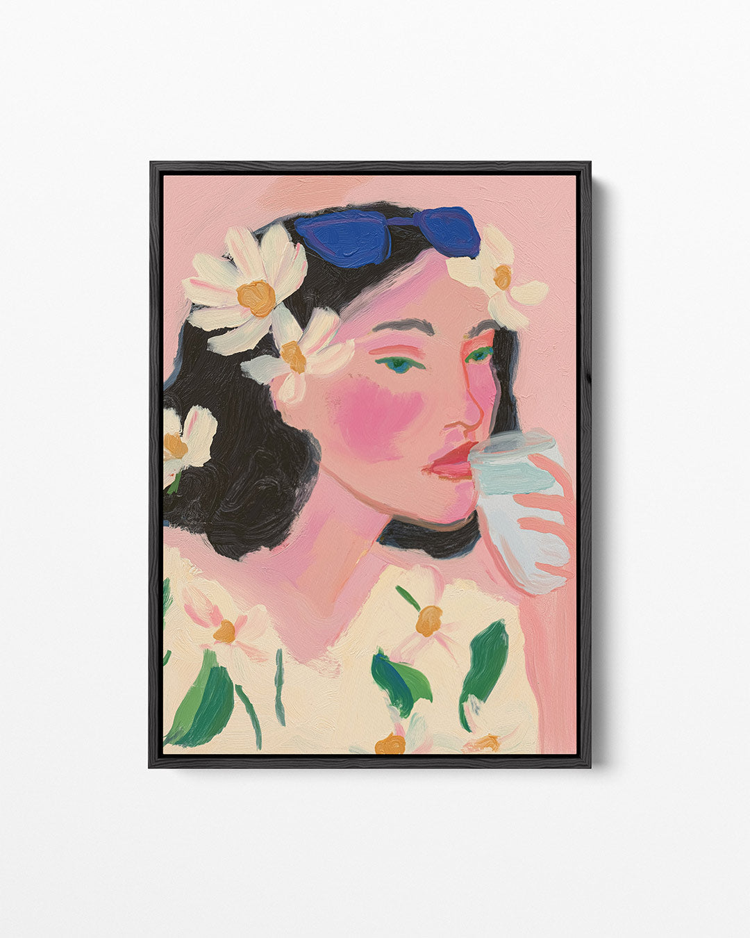 Vrouwelijk portret bloemen Kunstwerk
