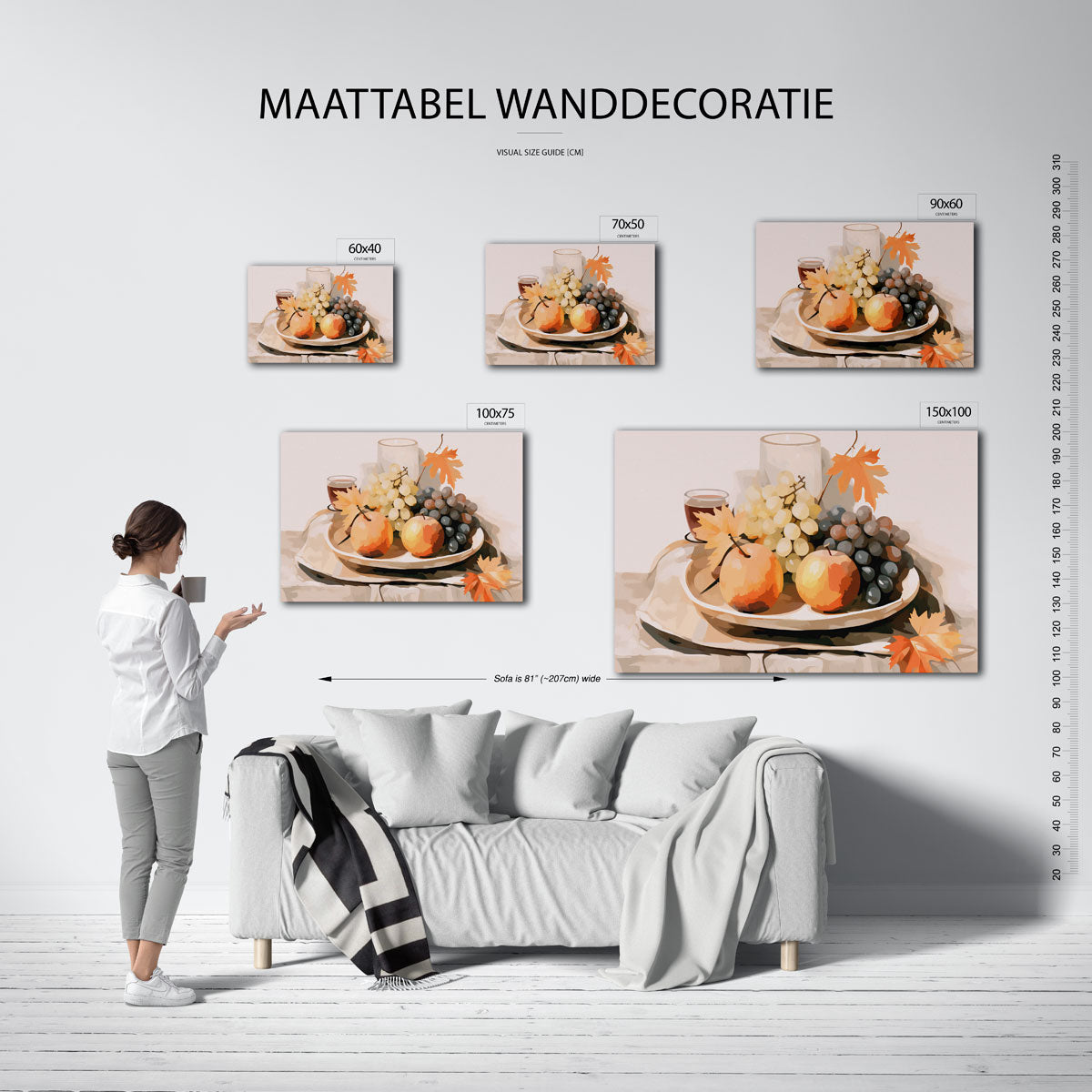 Fruit en herfstbladeren Kunstwerk