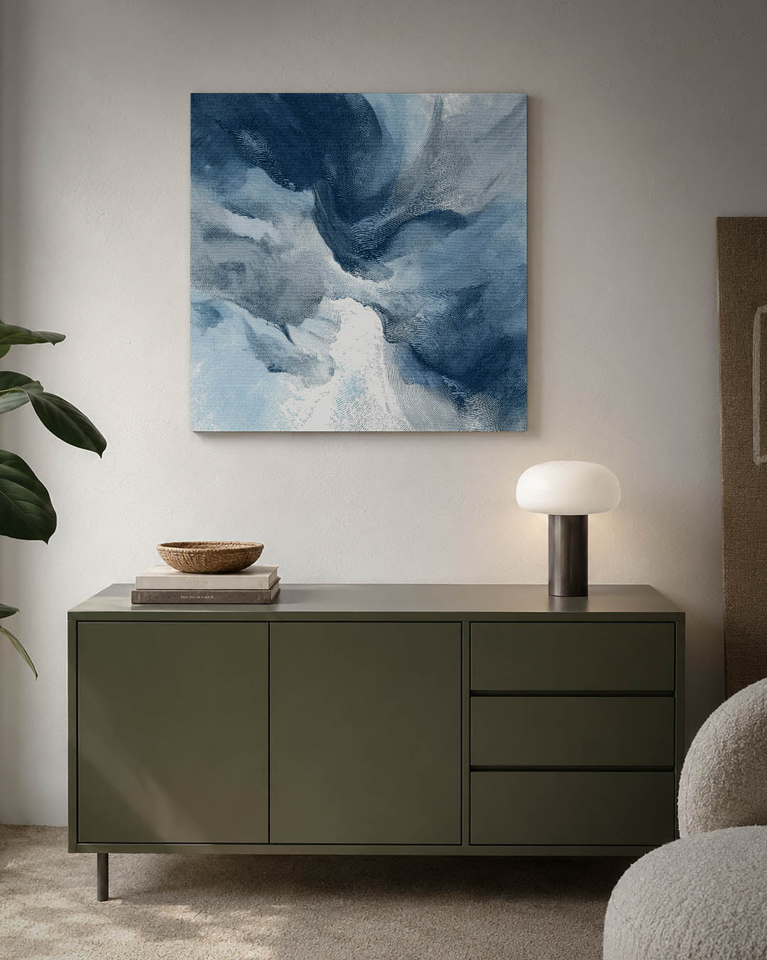 Golvende blauwe vormen Kunstwerk