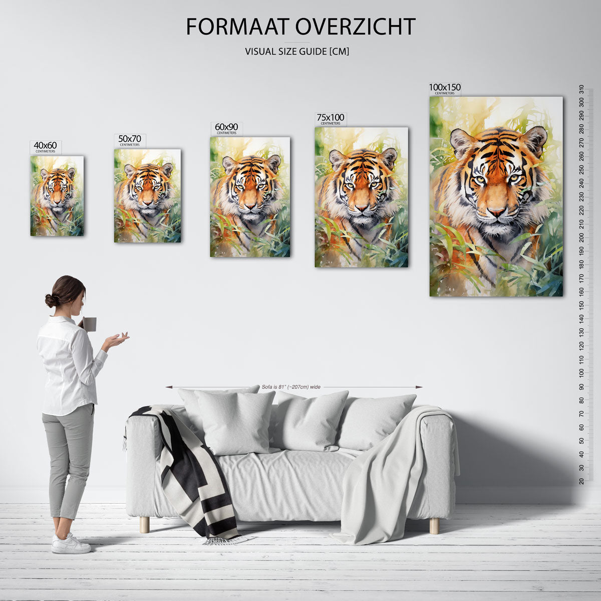 Tijger in jungle Kunstwerk