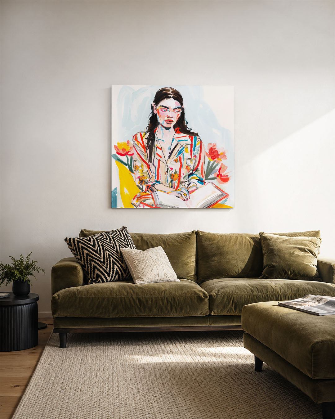 Kleurrijke portretstudie Kunstwerk