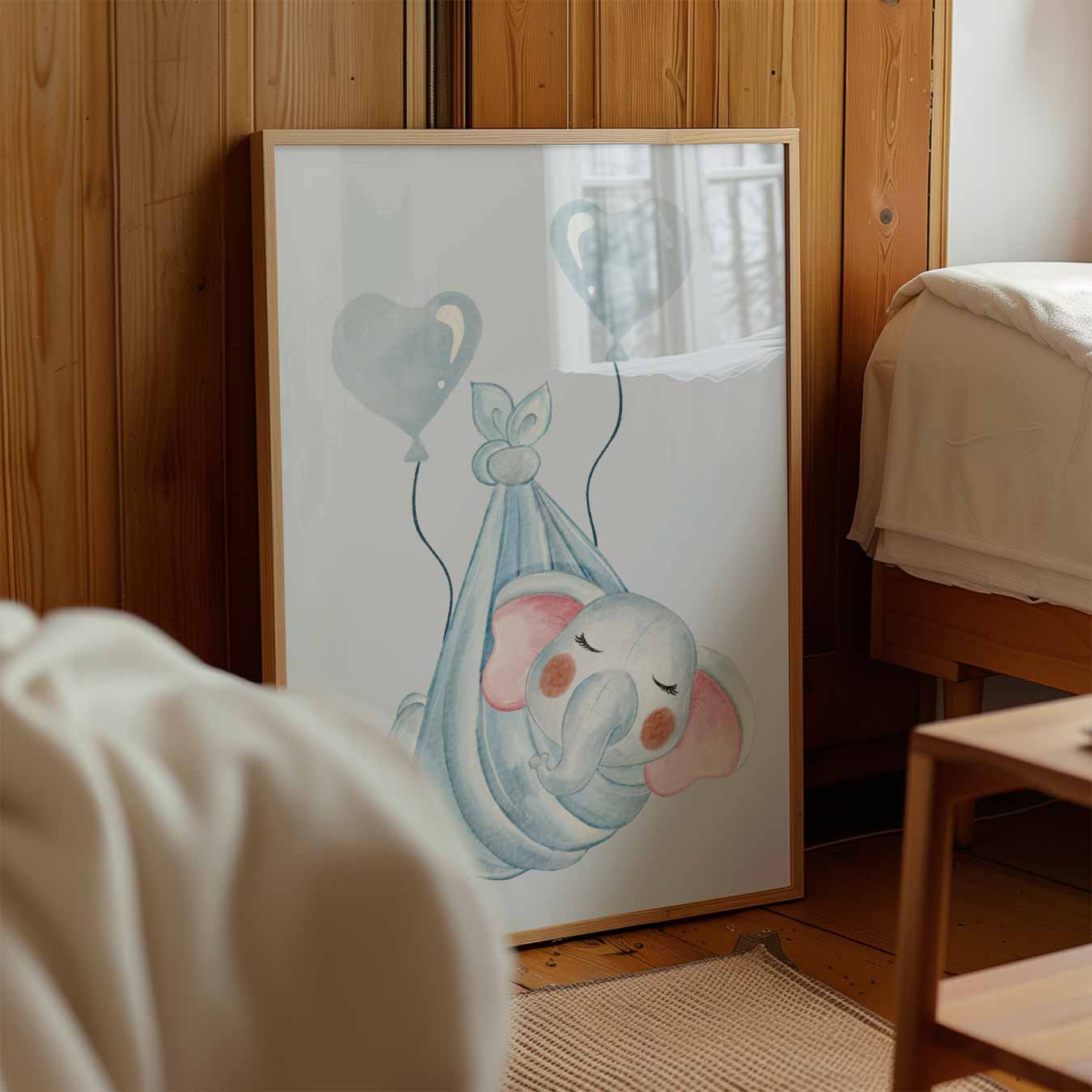 Baby Olifant met Ballonnen Poster-WallArtistic