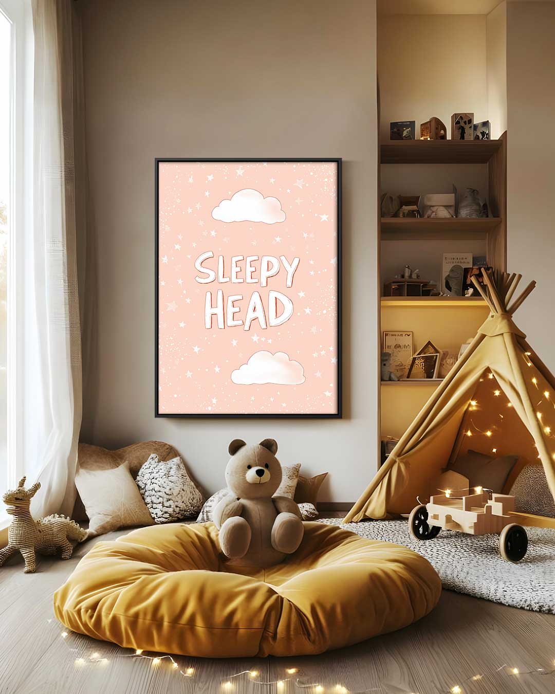 Dromerige Wolken en Sterren Poster Kunstwerk-canvas-dibond-plexiglas-wanddecoratie-WallArtistic