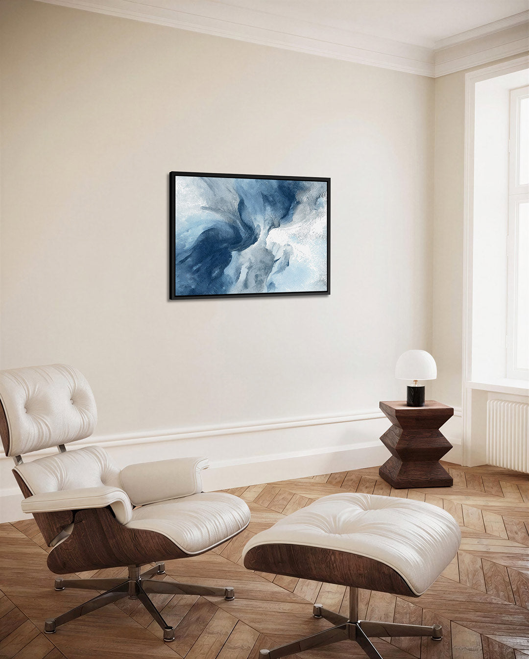 Vloeiende blauwe bewegingen Kunstwerk