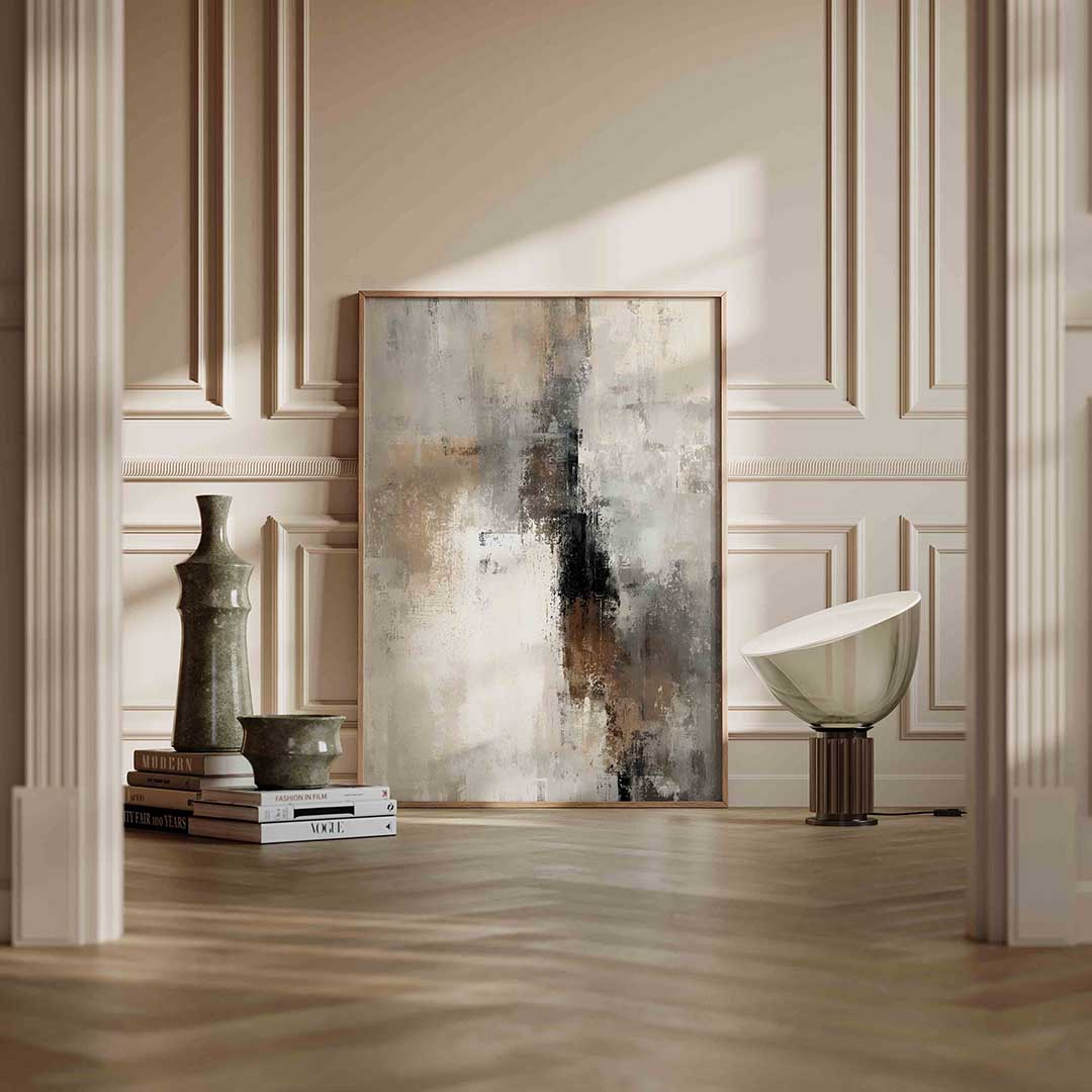 Abstracte beige en grijze Poster