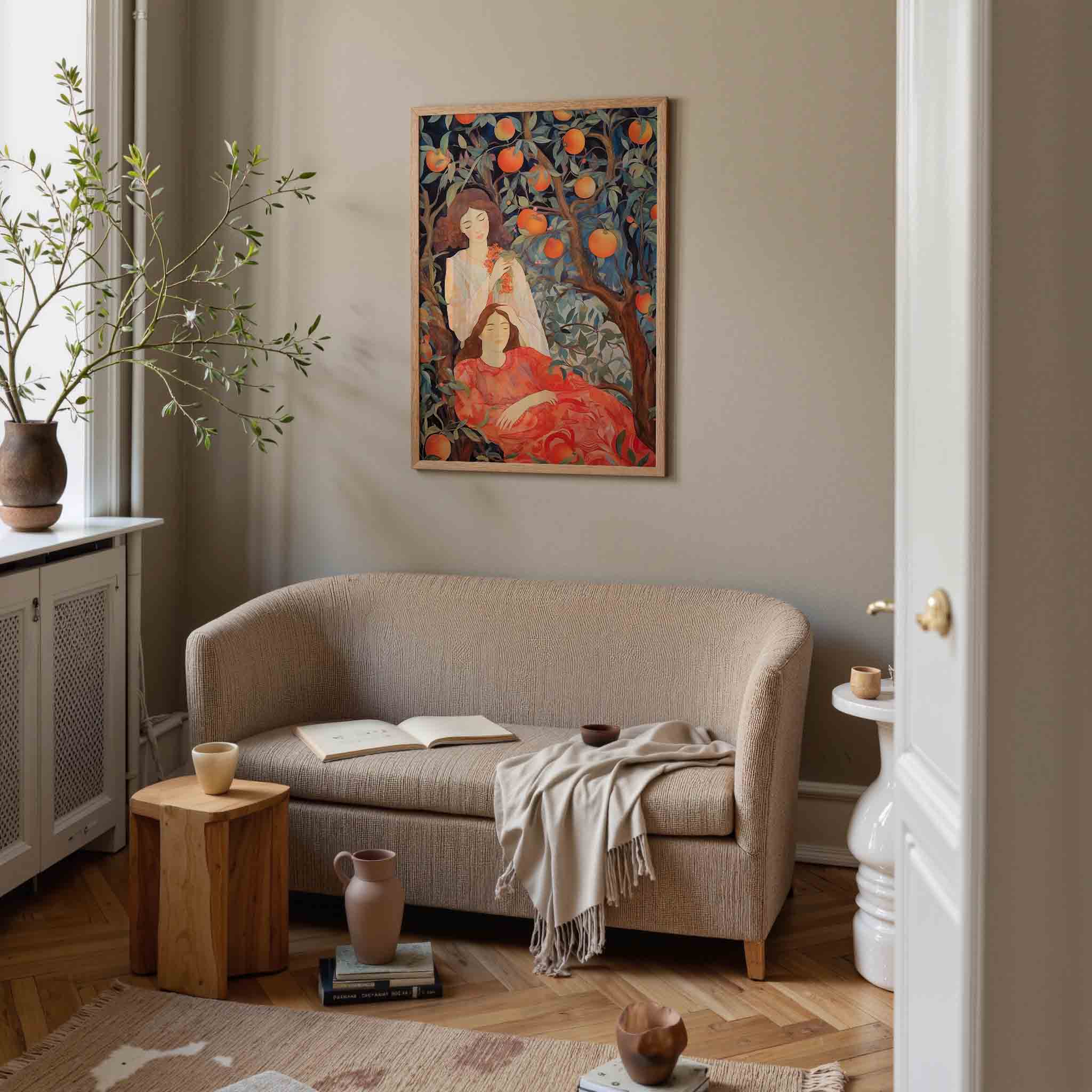 Twee vrouwen onder sinaasappelboom Poster