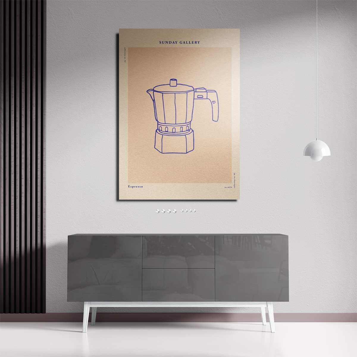 Stijlvolle Espressopot Illustratie Kunstwerk-canvas-dibond-plexiglas-wanddecoratie-WallArtistic