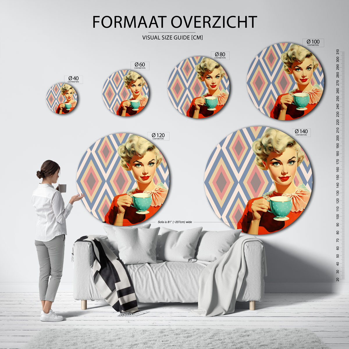 Vrouw met kopje Muurcirkel