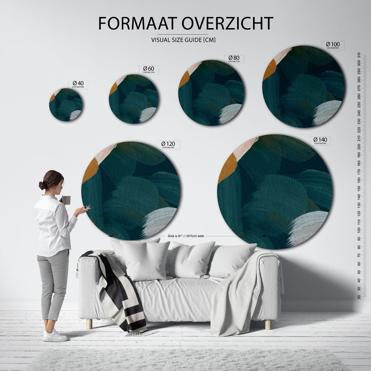 Abstracte penseelstreken Muurcirkel