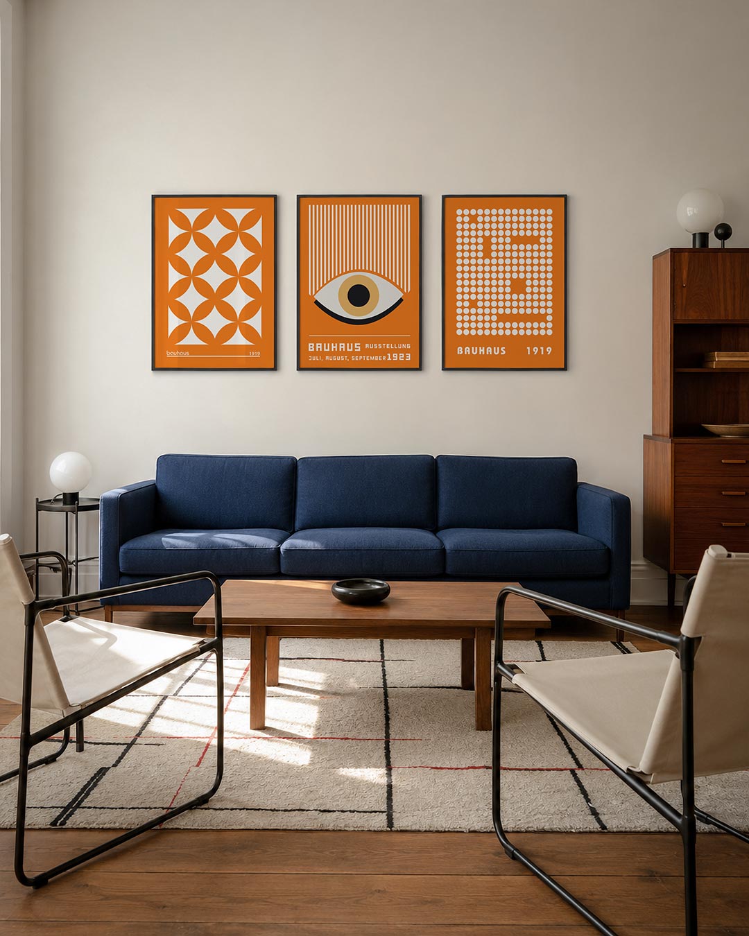 Oranje vormenpatroon Posterset