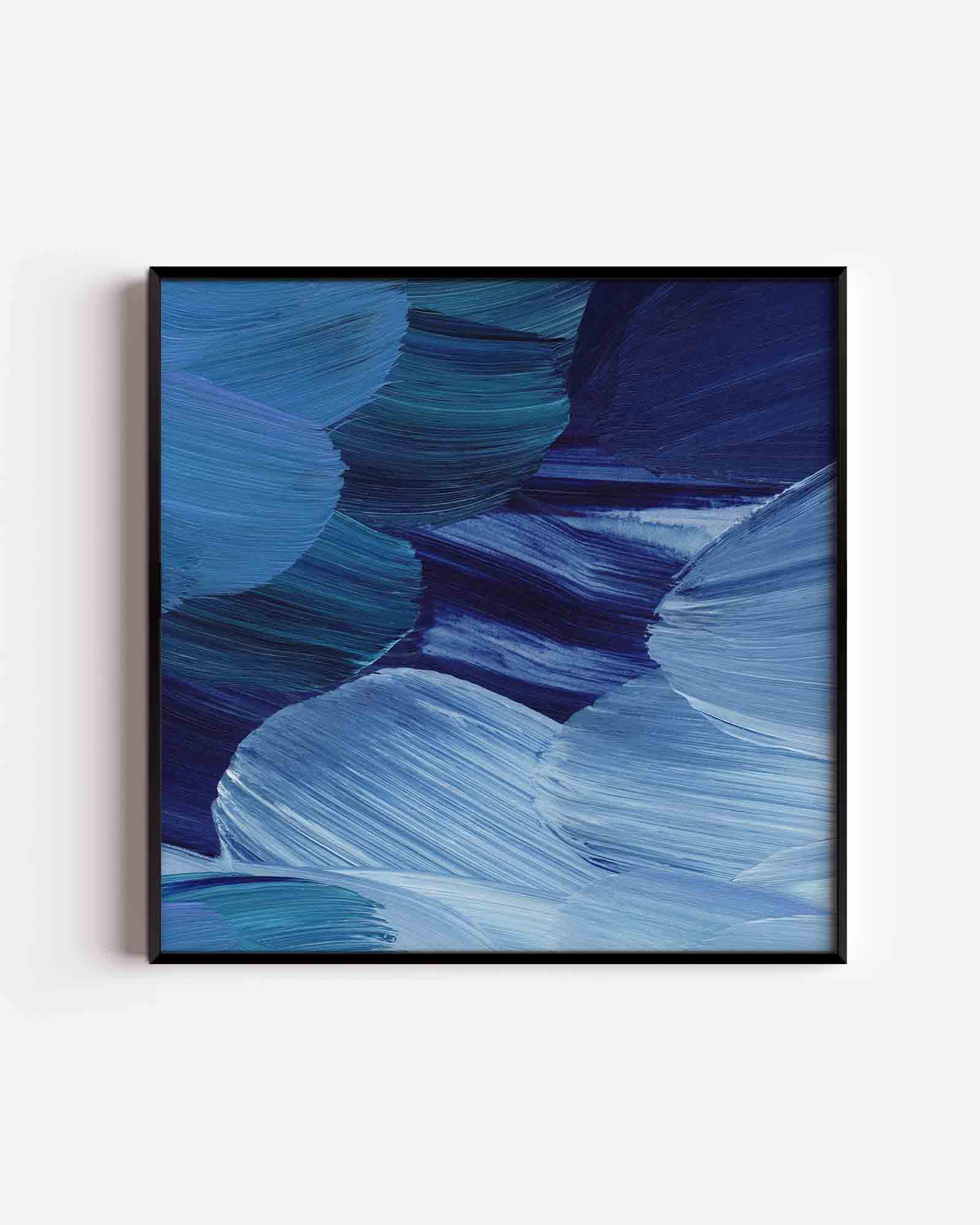 Abstracte blauwe penseelstreken Poster