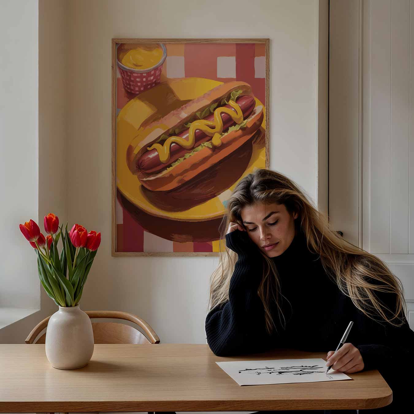 Vrolijke Hotdog Poster-WallArtistic