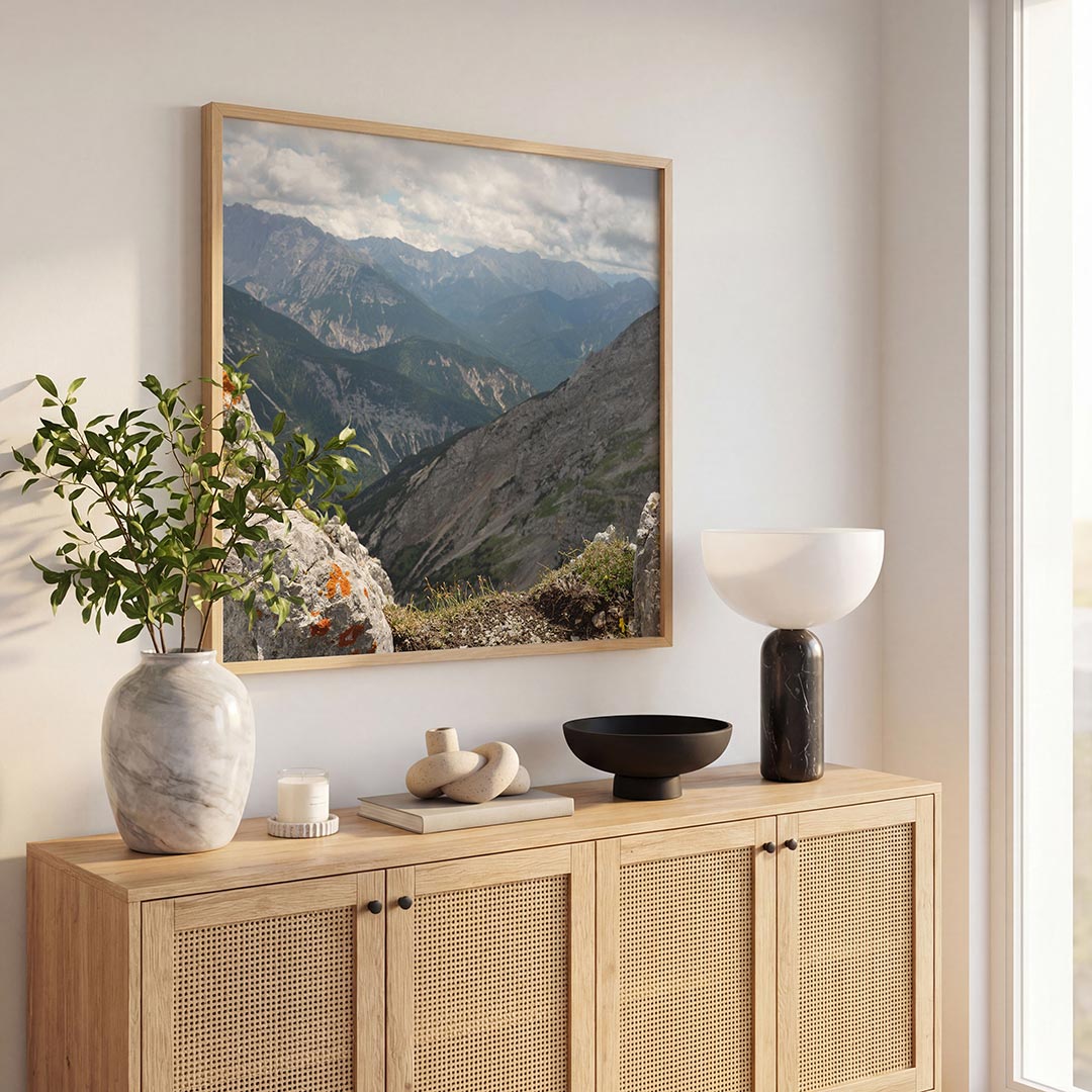 Berglandschap met rotsen Poster