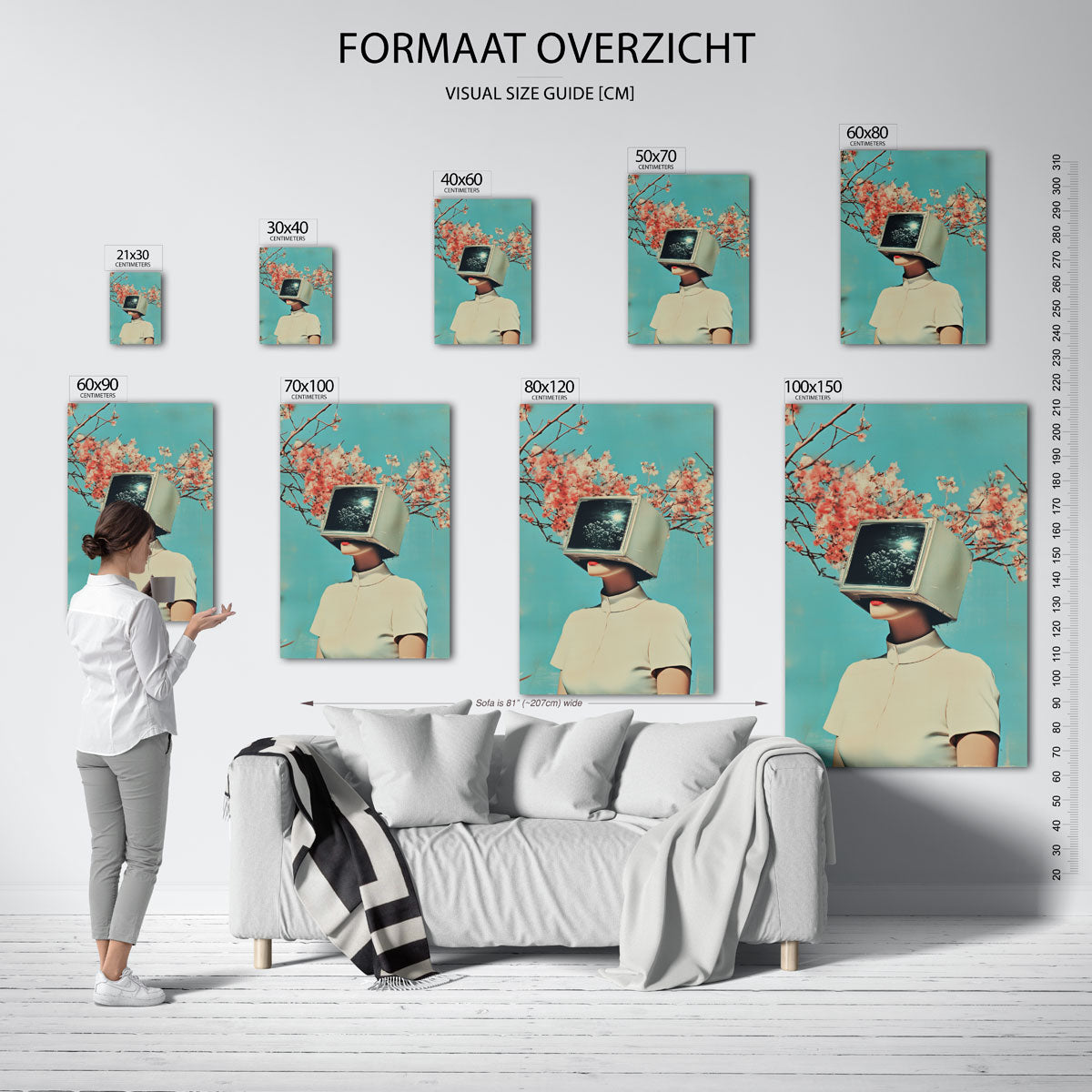 Vrouw met monitorhoofd Poster