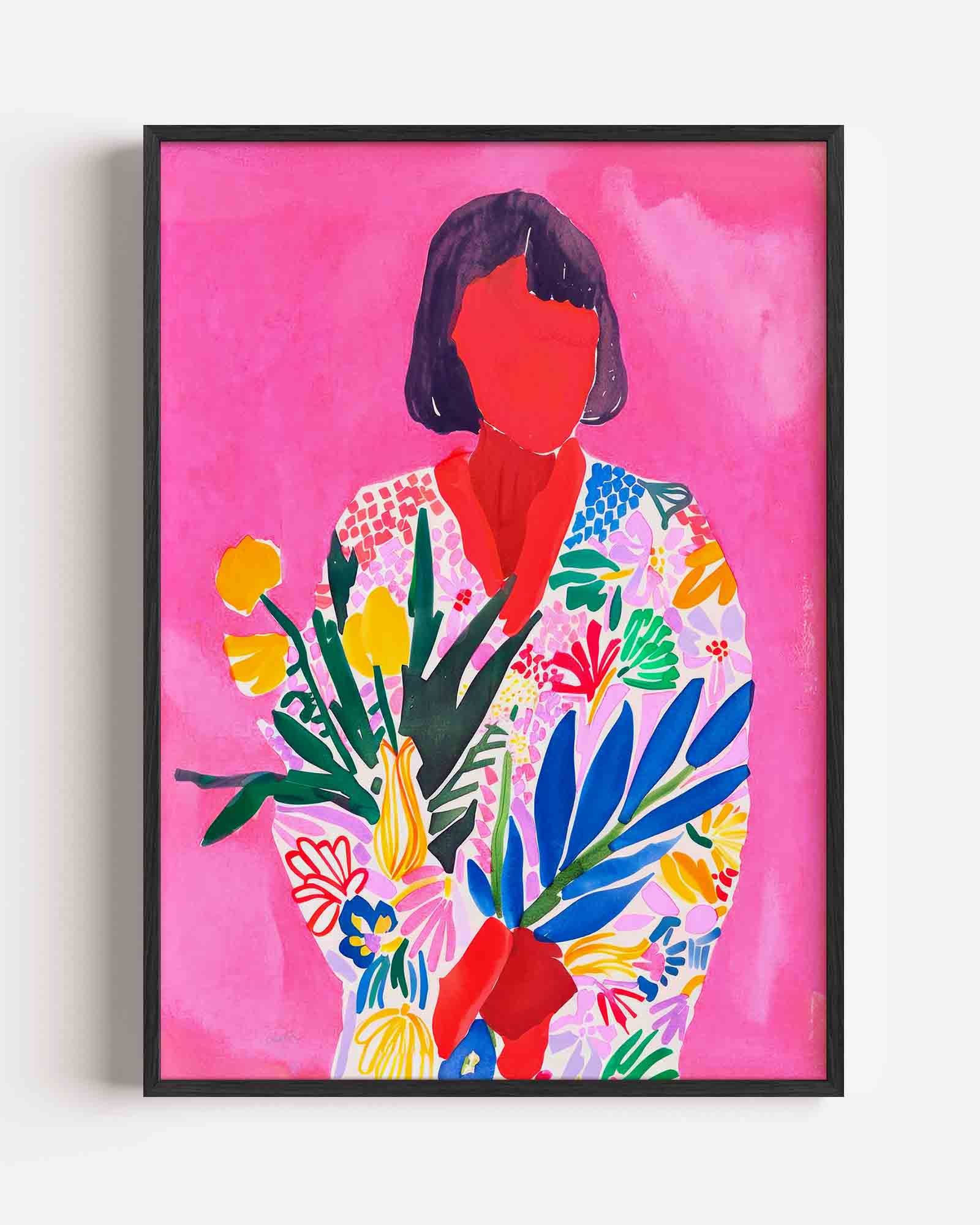 Vrouw met bloemen Poster