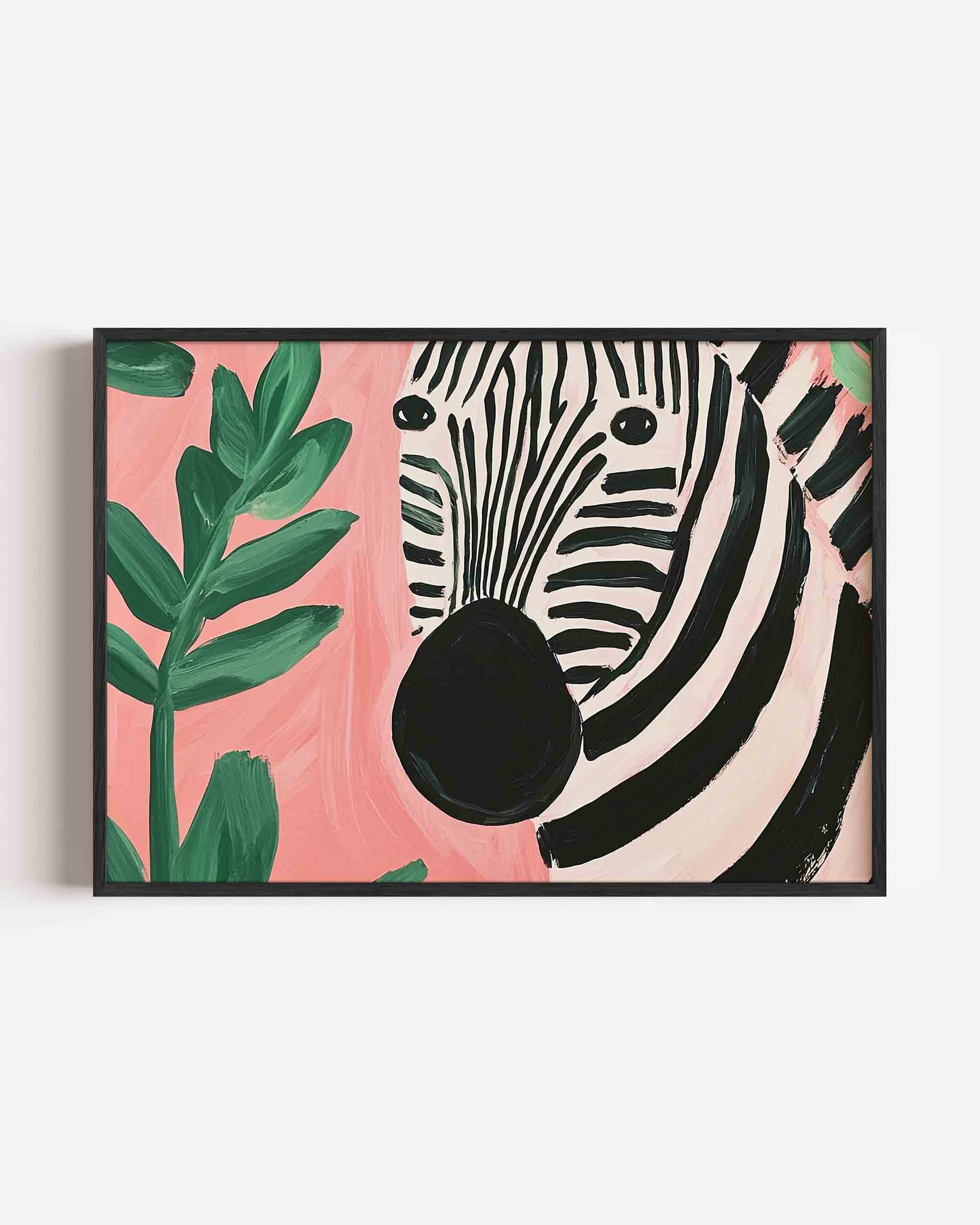 Zebra en bladeren Poster