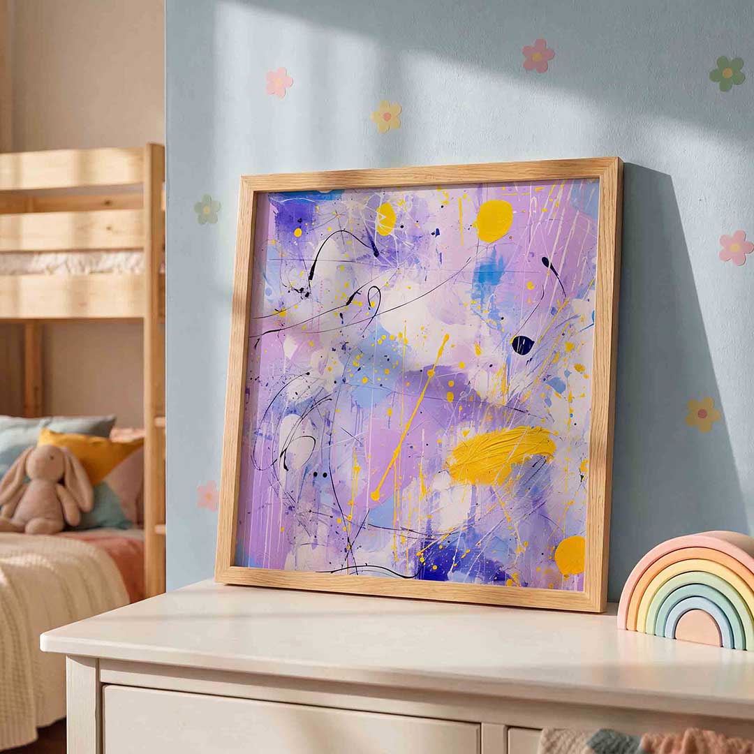 Abstracte paarse en gele Poster