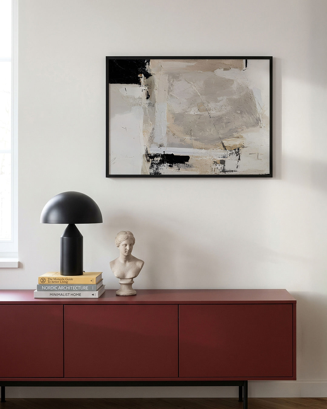 Abstracte beige en zwarte Poster