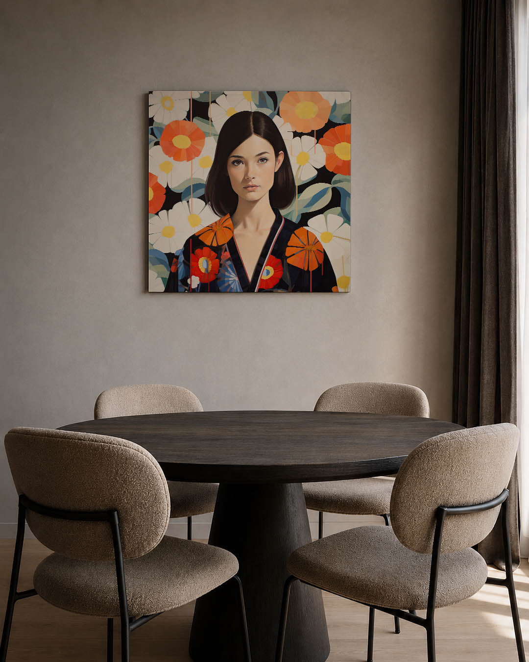 Bloemenportret met patronen Kunstwerk