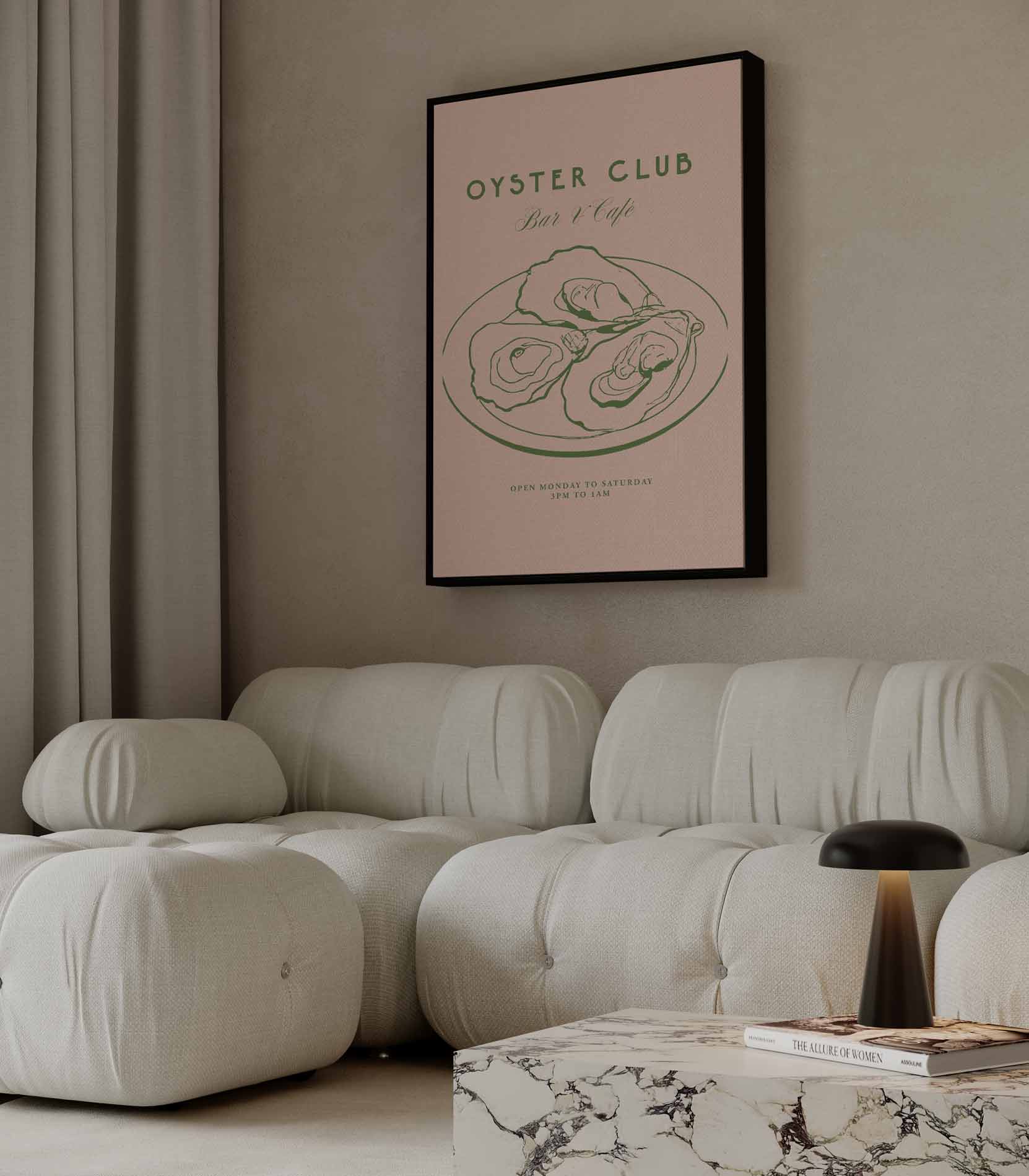 Oyster Club Illustratie Kunstwerk-canvas-dibond-plexiglas-wanddecoratie-WallArtistic