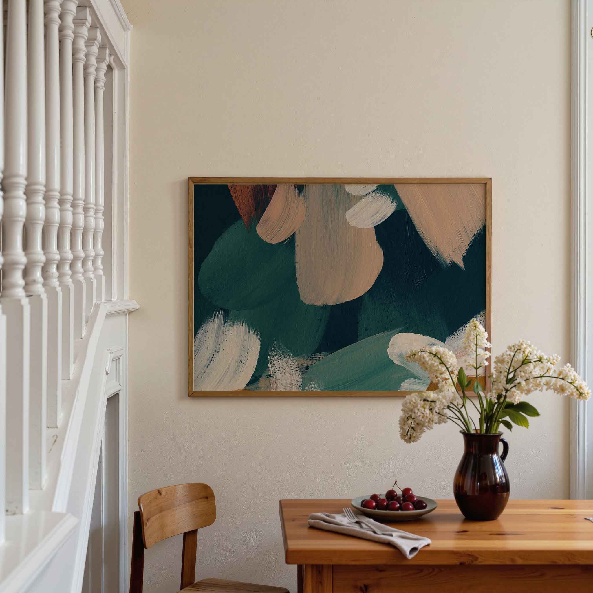 Abstracte penseelstreken Poster