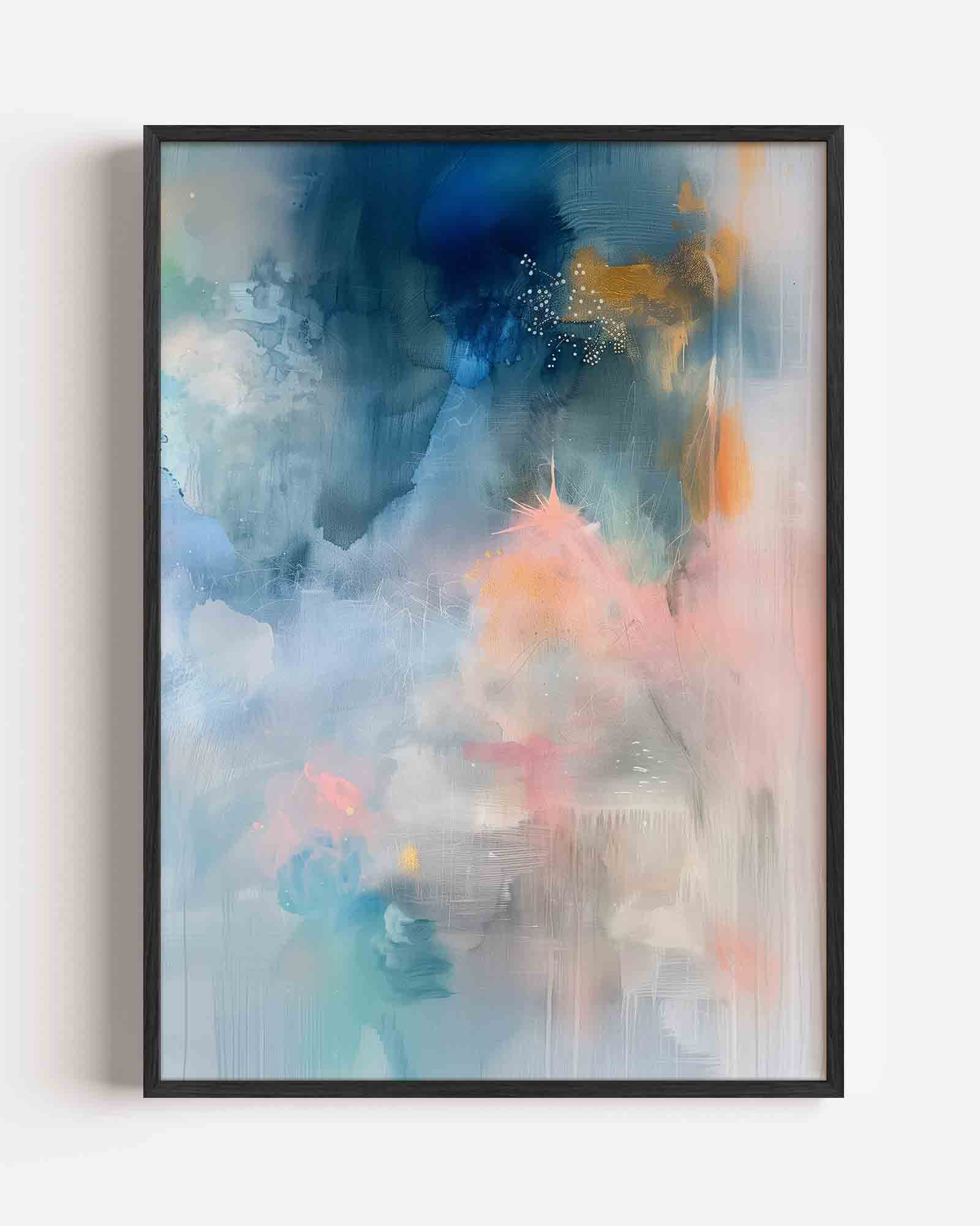 Abstracte blauwe en roze Poster
