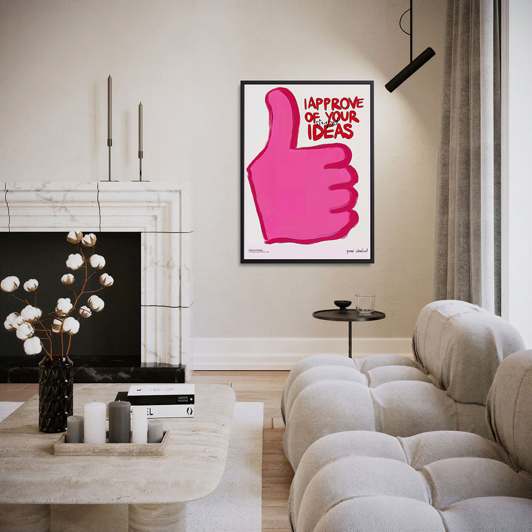 Roze duim en tekst Kunstwerk