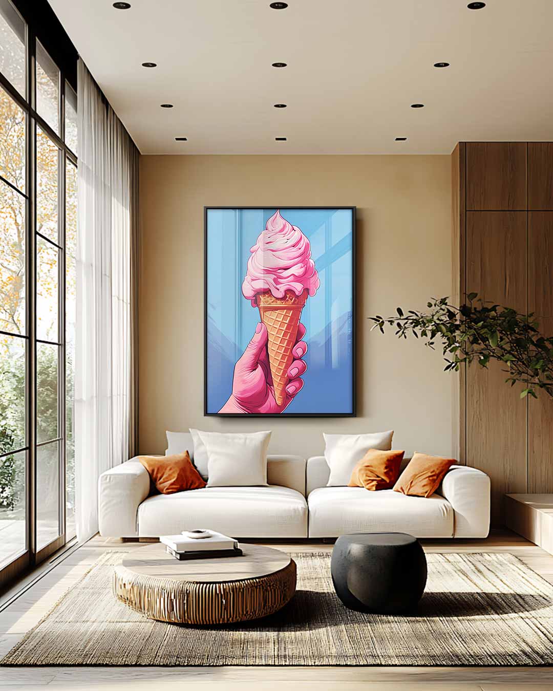Roze IJshoorntje in de Zon Kunstwerk-canvas-dibond-plexiglas-wanddecoratie-WallArtistic