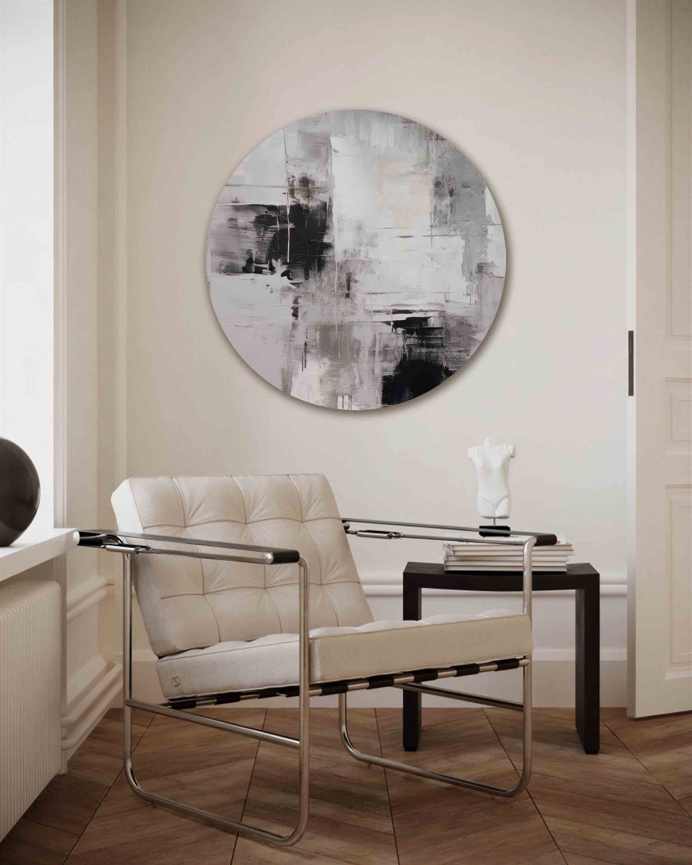 Abstracte zwart wit Muurcirkel
