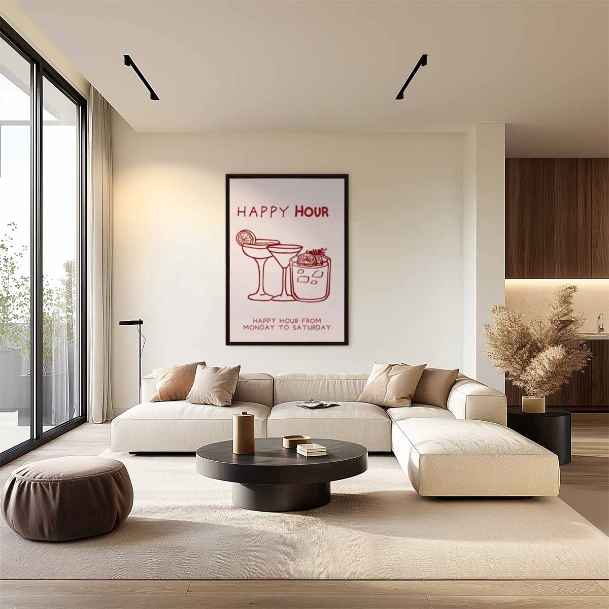 Happy Hour Illustratie Kunstwerk-canvas-dibond-plexiglas-wanddecoratie-WallArtistic