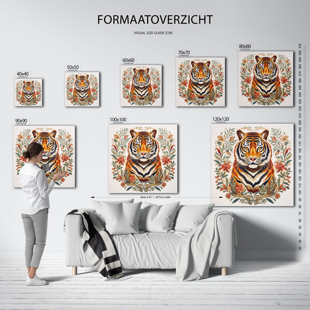 Tijger met bloemen Poster