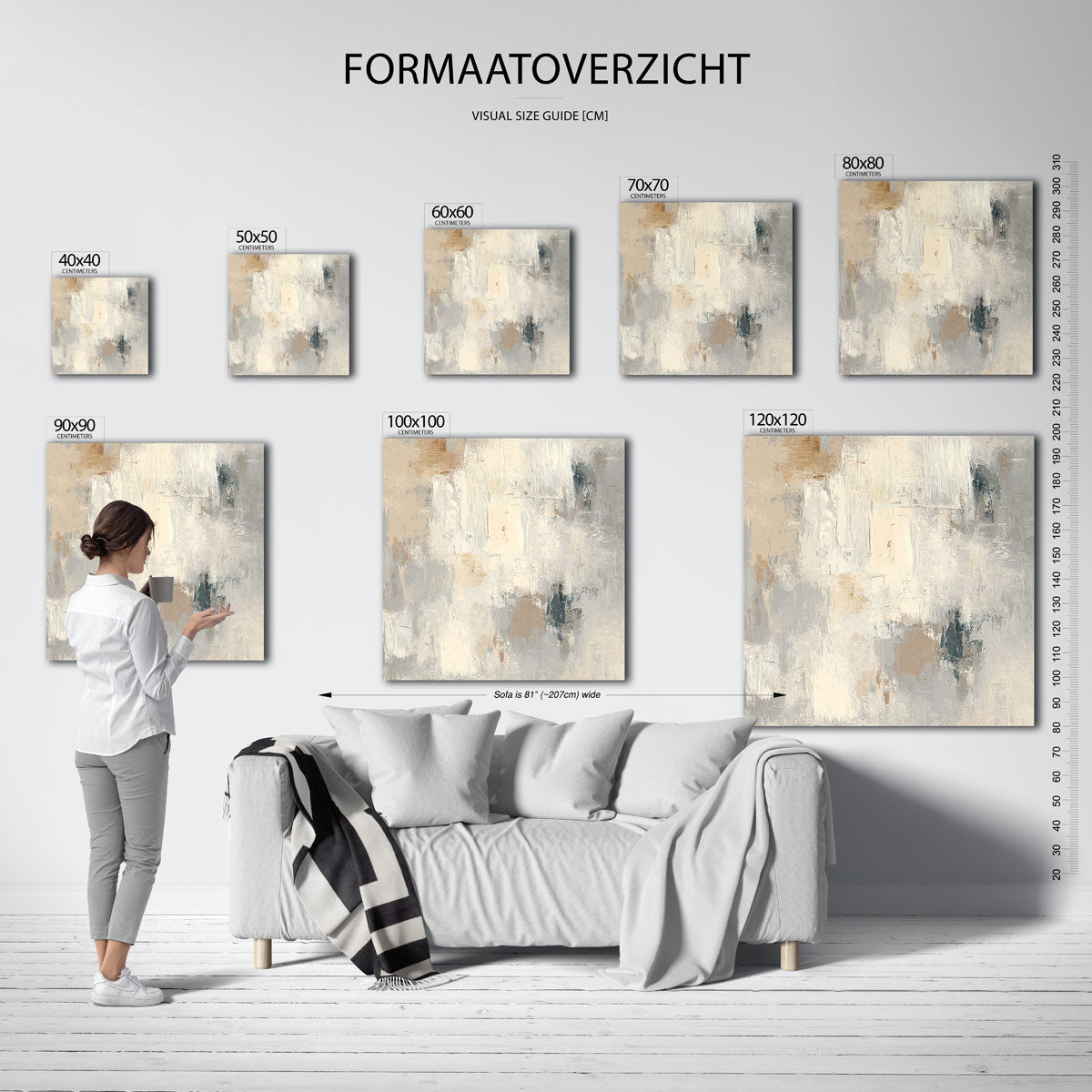 Abstracte beige en grijze Poster