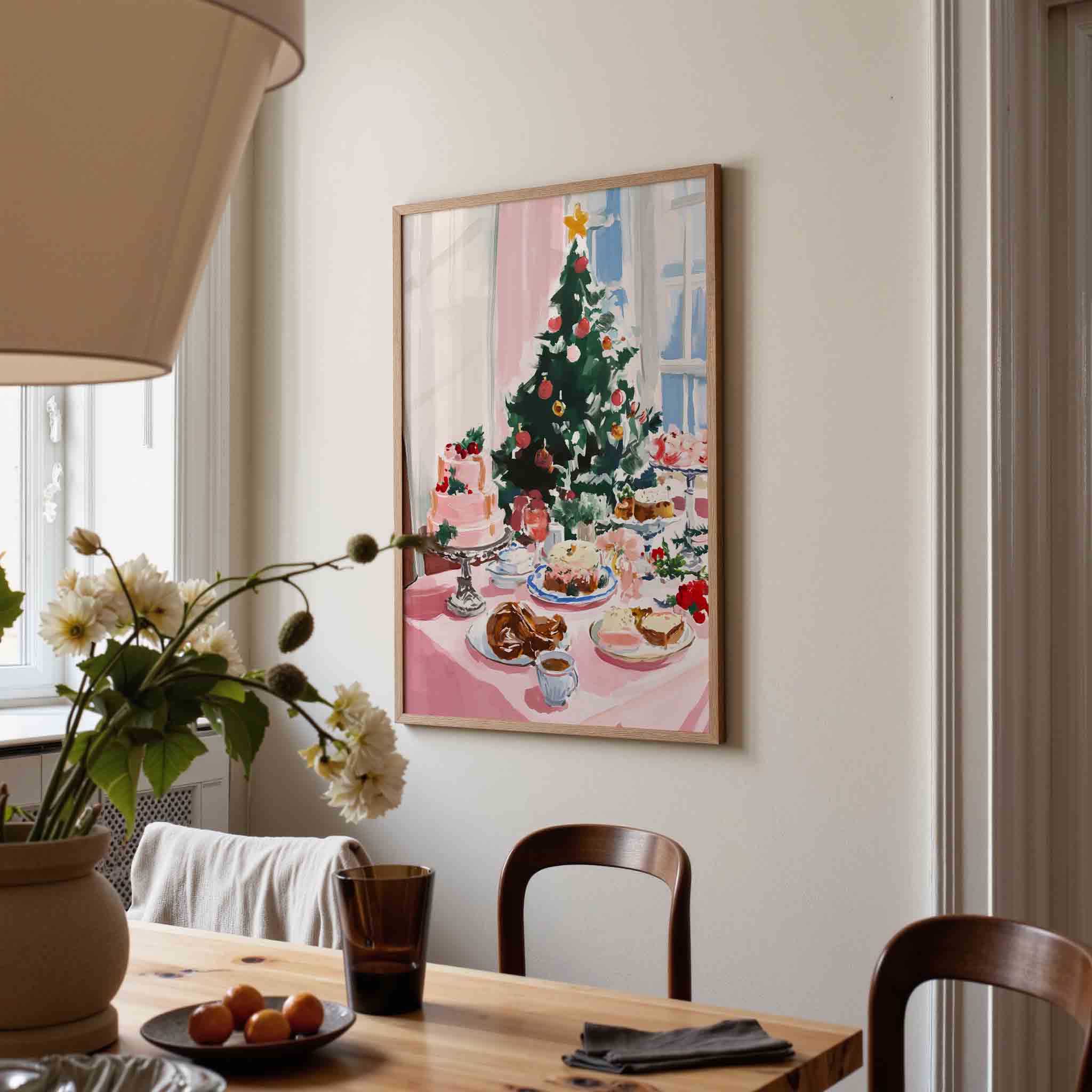Kersttafel met taart Poster
