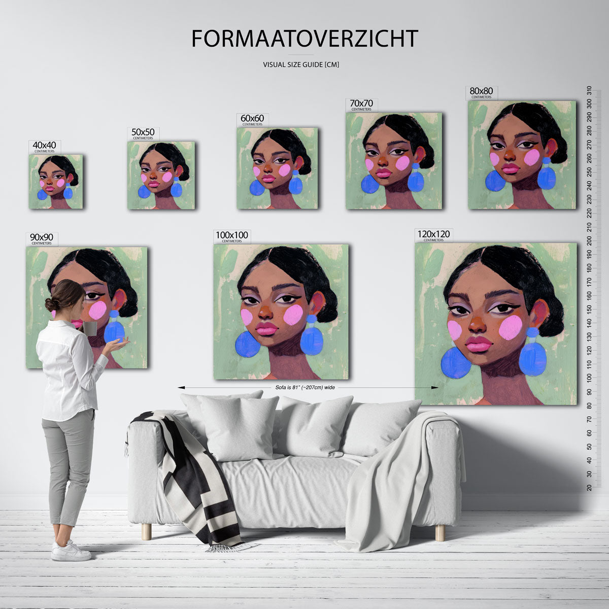 Vrouw met blauwe oorbellen Poster