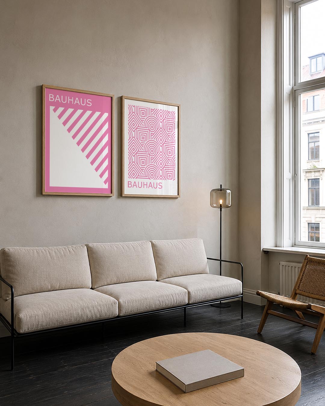 Roze lijnenspel Posterset